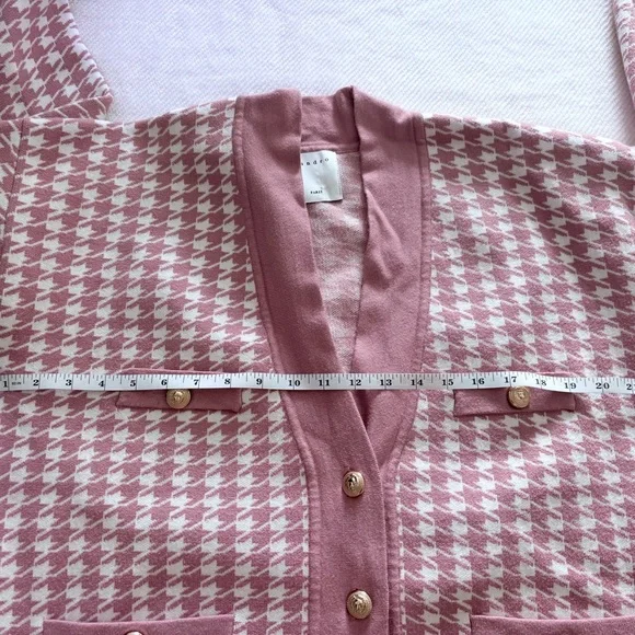 Sandro Pink Houndstooth Cardigan - Picture 6 of 8